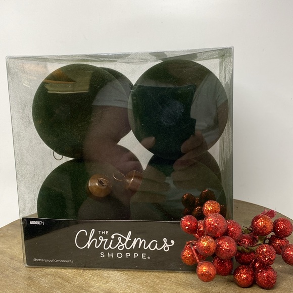 NIB 2024 Hobby Lobby Dark Green Flock Ornament - 8 pc. X 80mm - Picture 3 of 5